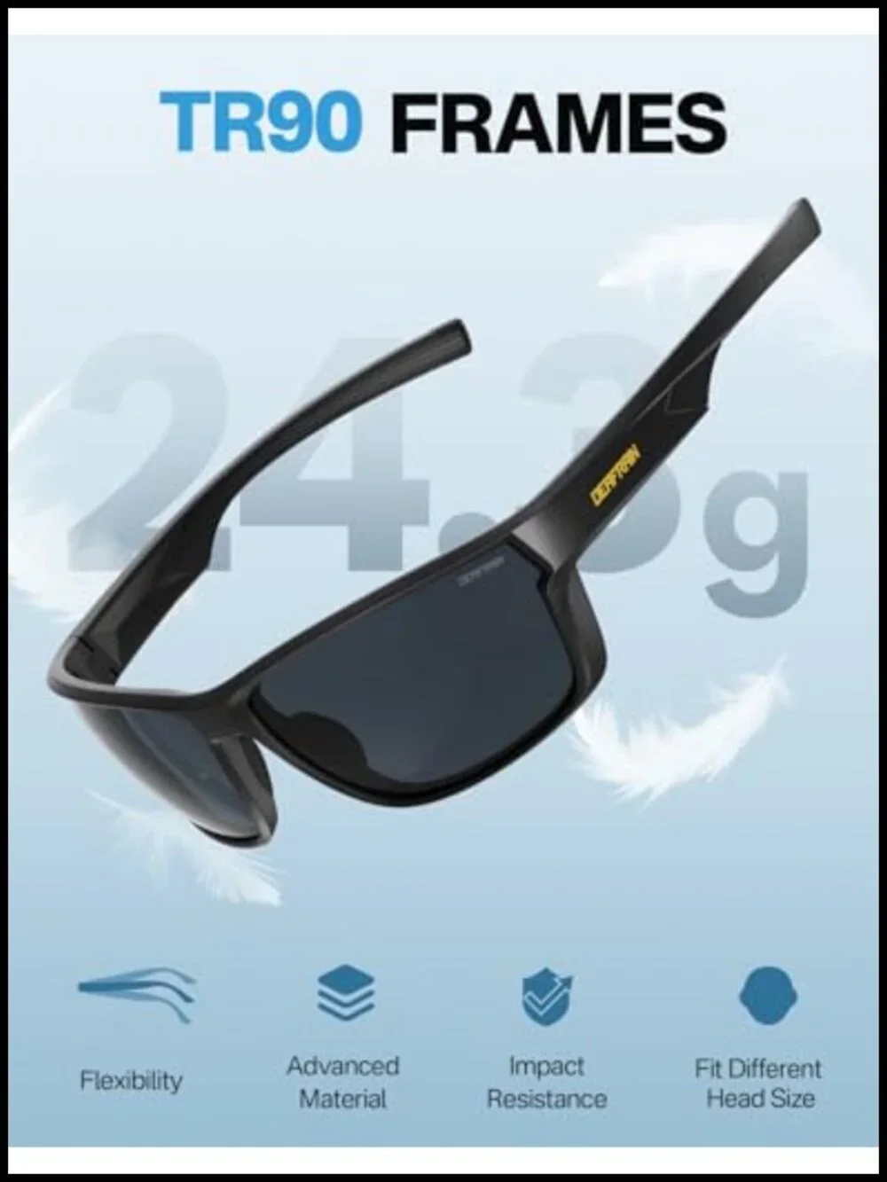 Polarized Sports Sunglasses UV400 Protection TR90 Frame Unbreakable for Fishing